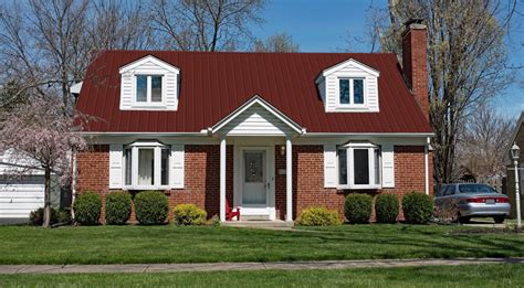 red brick house with red metal roof|roof colors for brick house.